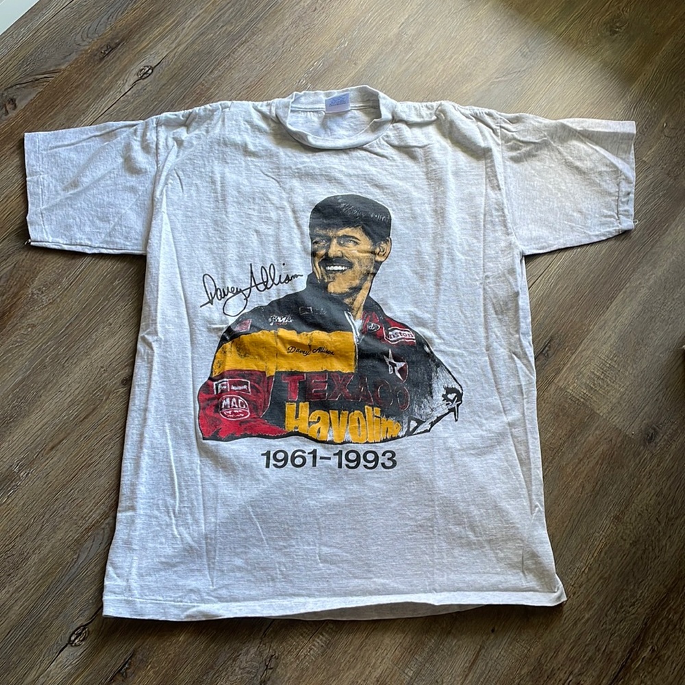 🏁 Vintage 90s Davey Allison NASCAR Texaco Havoline Memorial T Shirt XL